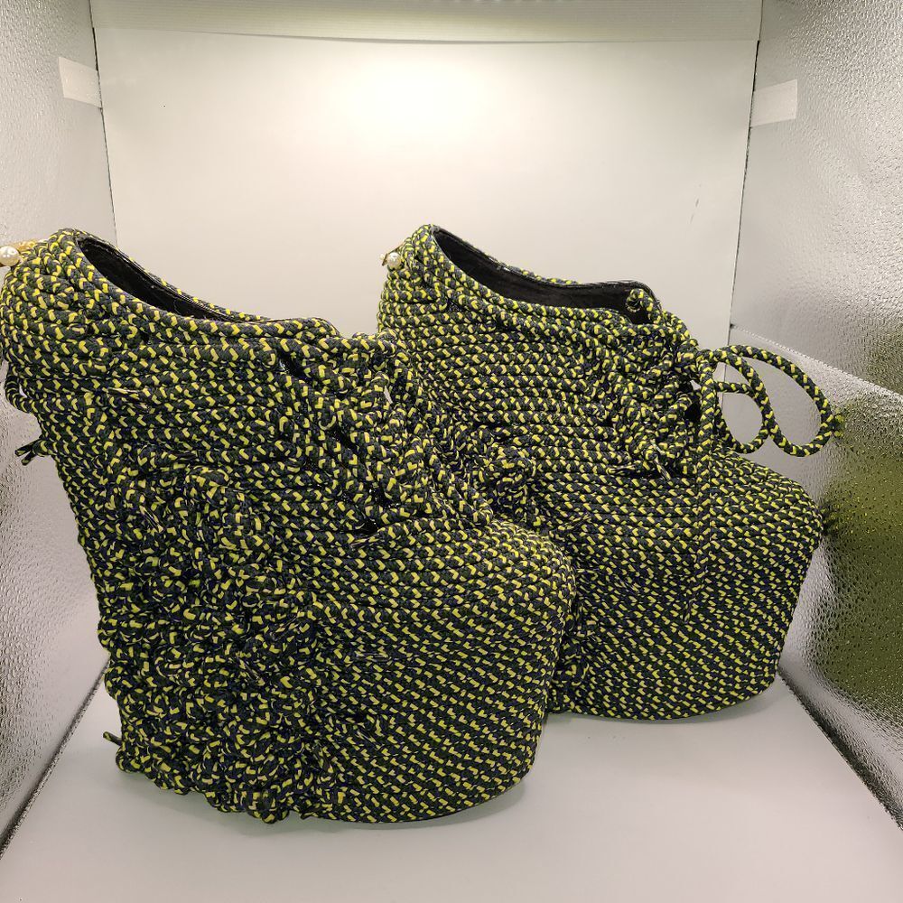 Laurence and Chico Wearable Art Runway One of a kind Platform Laced shoes